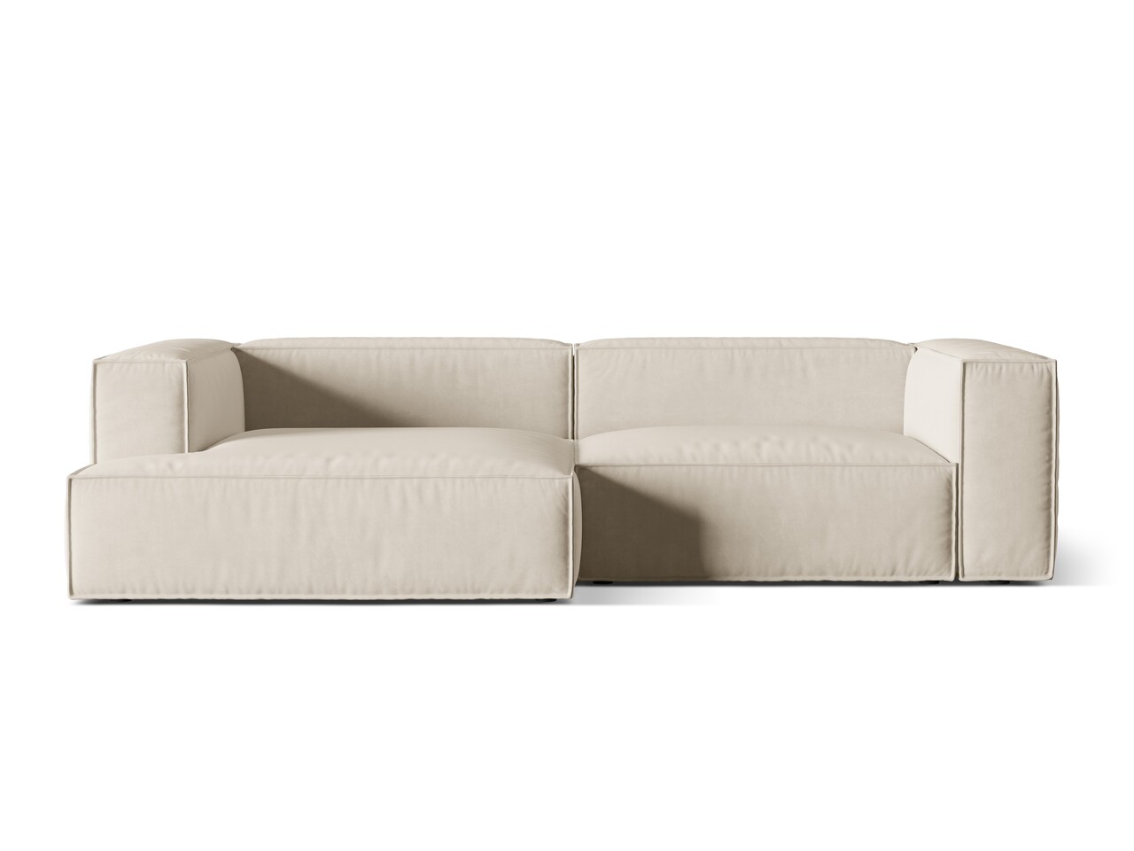 Coltar modular stanga 4 locuri, Nuria-88, Micadoni Home, 292x147x72 cm, catifea, bej Colțare